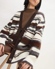 The SuperFuzz Alpaca Cardigan | Bone / Hot Fudge / Heather Charcoal