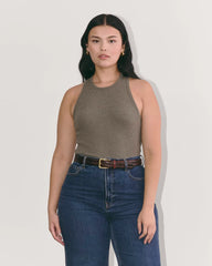 The Luxe Rib Racerback Tank | Heathered Fatigue
