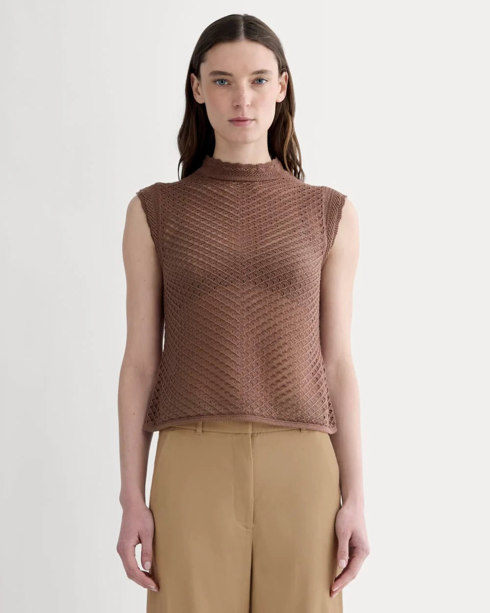 The Lace Knit Tank | Mocha