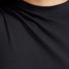 The Pima Micro-Rib Funnel-Neck Tank | Black
