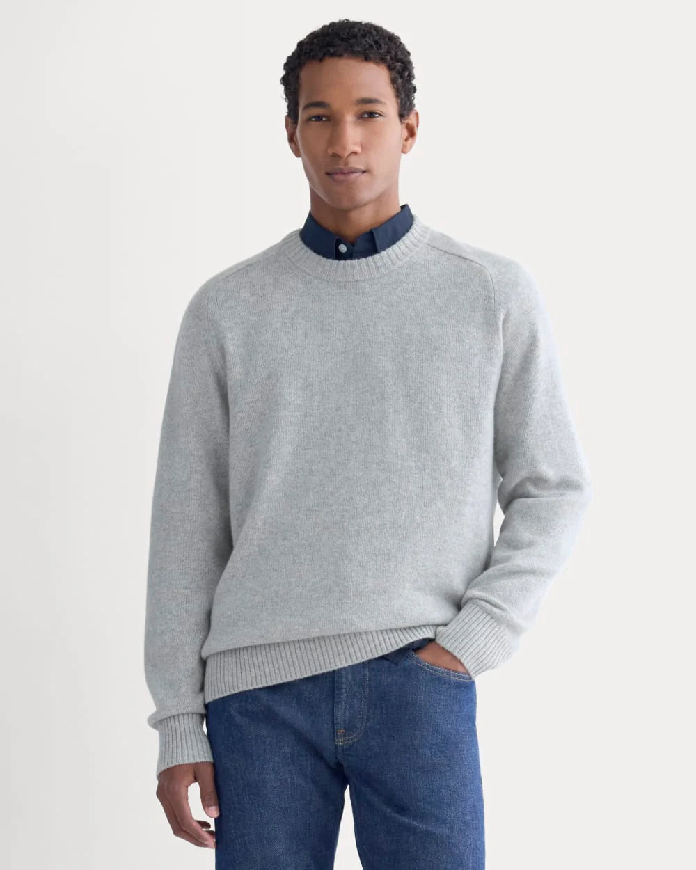 Midweight Cashmere Crew |  Heathered Grey