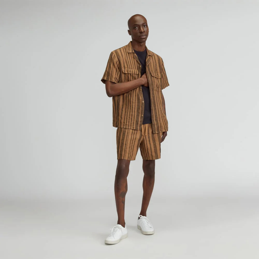 The Linen Easy Short | Toasted Coconut / Black