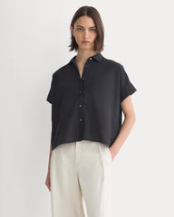 Scalloped-Collar Square Shirt | Black
