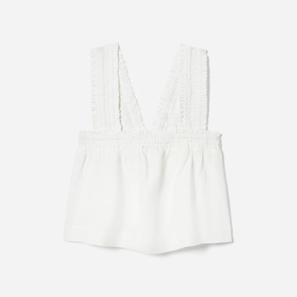 The Smocked Linen Cami | White