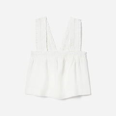 The Smocked Linen Cami | White