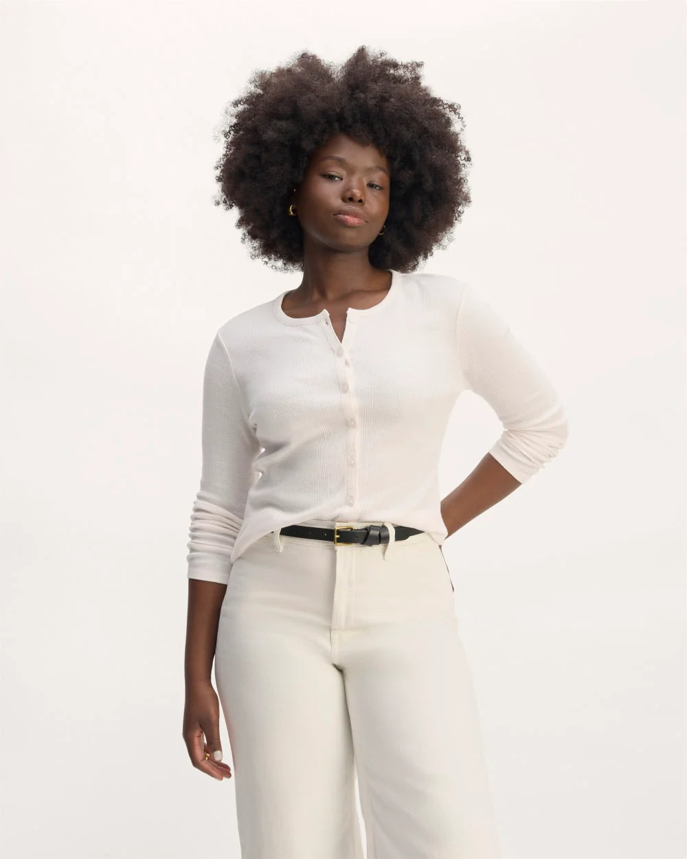 The Vintage Rib Cardigan | Bone