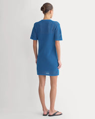 Mesh-Knit Short-Sleeve Dress | Imperial Blue