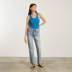 The Pima Micro-Rib U-neck Tank | Horizon Blue