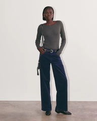 The Luxe Rib Long-Sleeve Crew | Heathered Soot