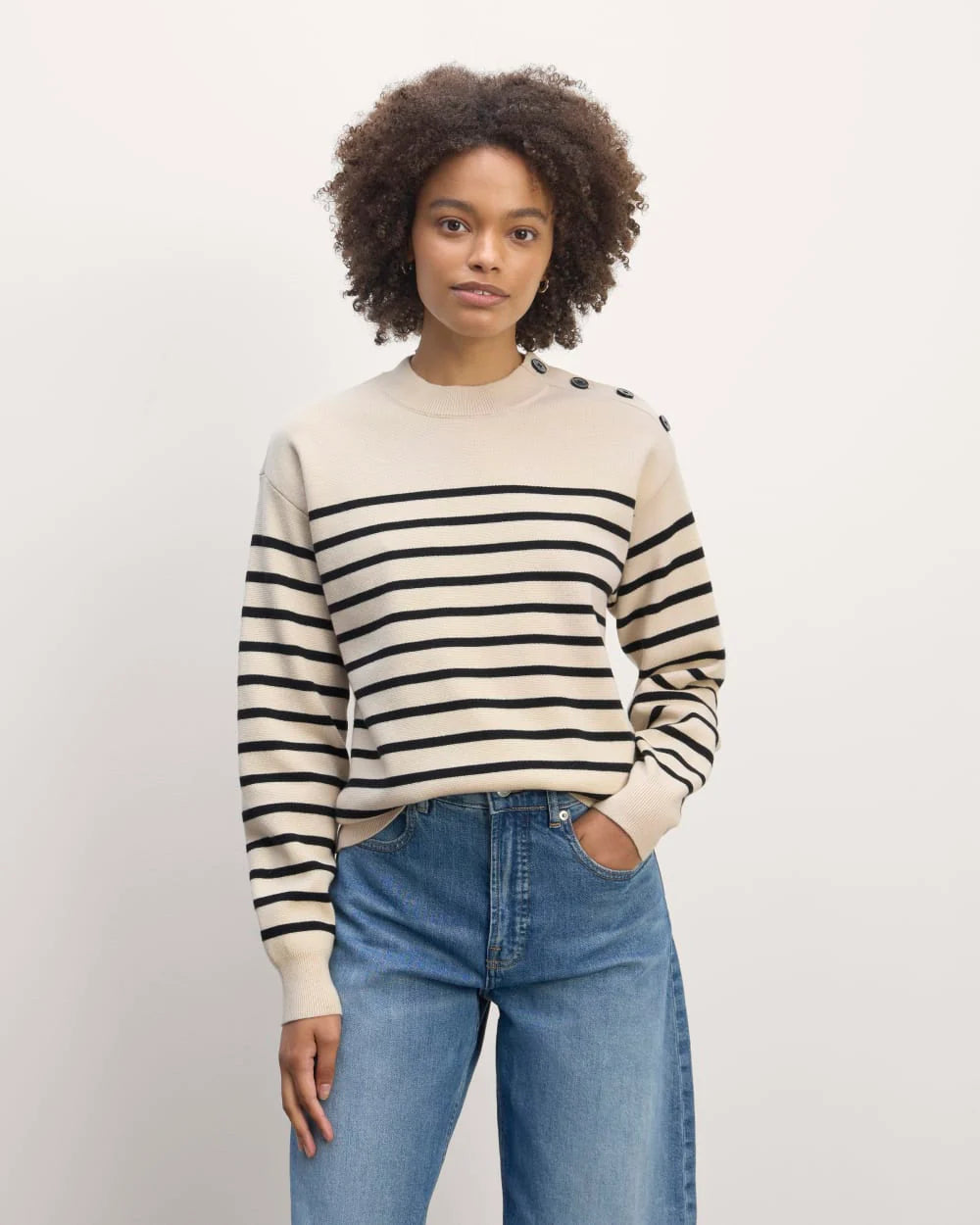 The Mariner Crew Sweater | Canvas / Black