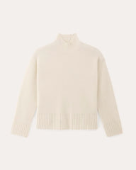 The Honeycomb Funnel Neck in Wool Cashmere | Bone