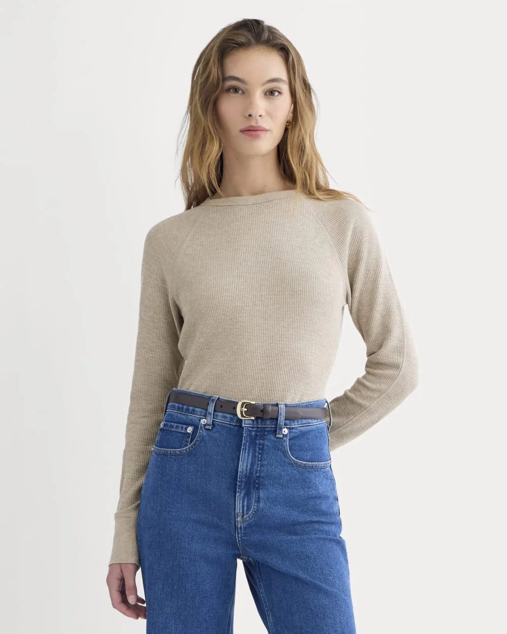 Slim-Fit Crew in Cozy Waffle | Heathered Oatmeal