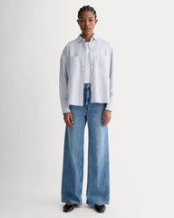 The Boxy Oxford | Bone / Mazarine Blue