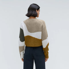 The Alpaca V-Neck Cropped Cardigan | Neutral Camo