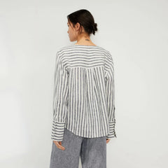 The Linen Popover Shirt | Bone/Navy