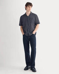 Textured Voile Resort Shirt | Black Plaid