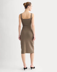 Knit Square-Neck Midi Dress | Deep Taupe