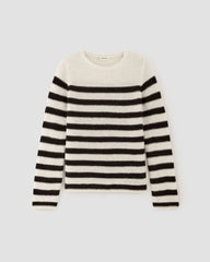 The Organic Cotton Open-Stitch Crew | Black / Bone