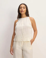 The Linen High-Neck Tank | Bone