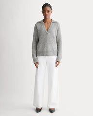 The Oversized Polo in Alpaca | Heather Stone Grey