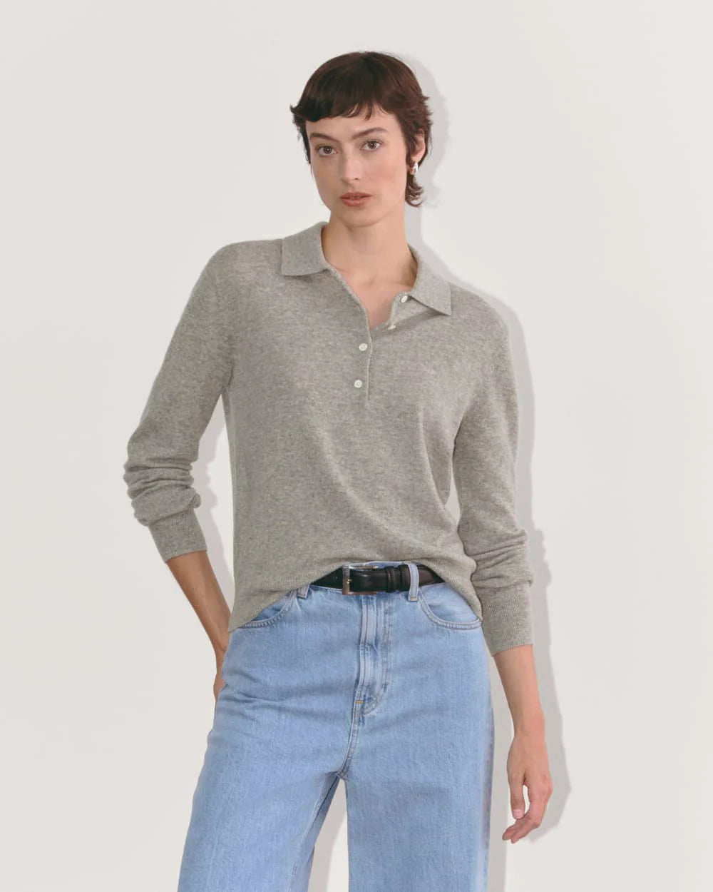 The Classic Polo in Cashmere | Light Heather Grey