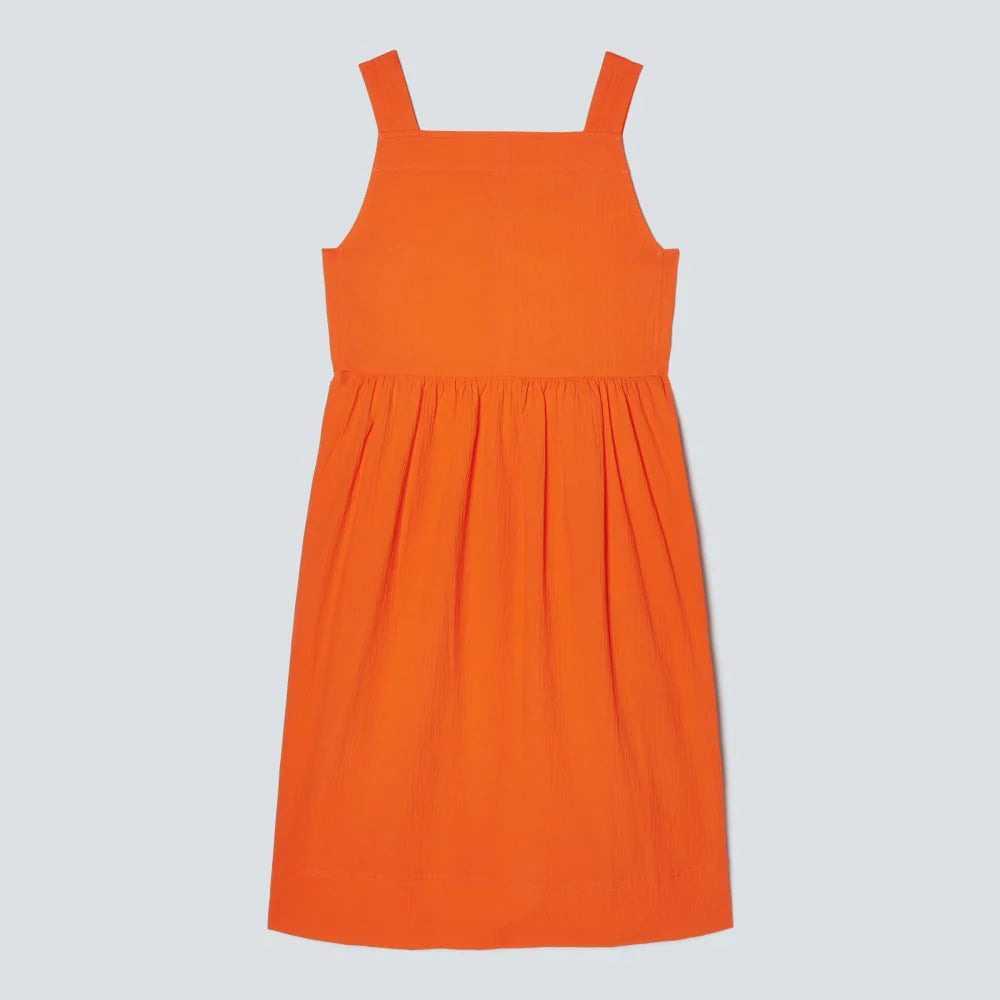 The Seersucker Midi Dress | Bright Orange