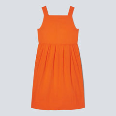 The Seersucker Midi Dress | Bright Orange