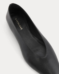 Made in Italy Almond-Toe Flat | Black Leather