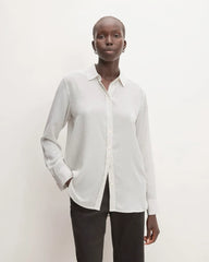 The Must-Have Shirt in Washable Silk | Bone / Black Polka Dot