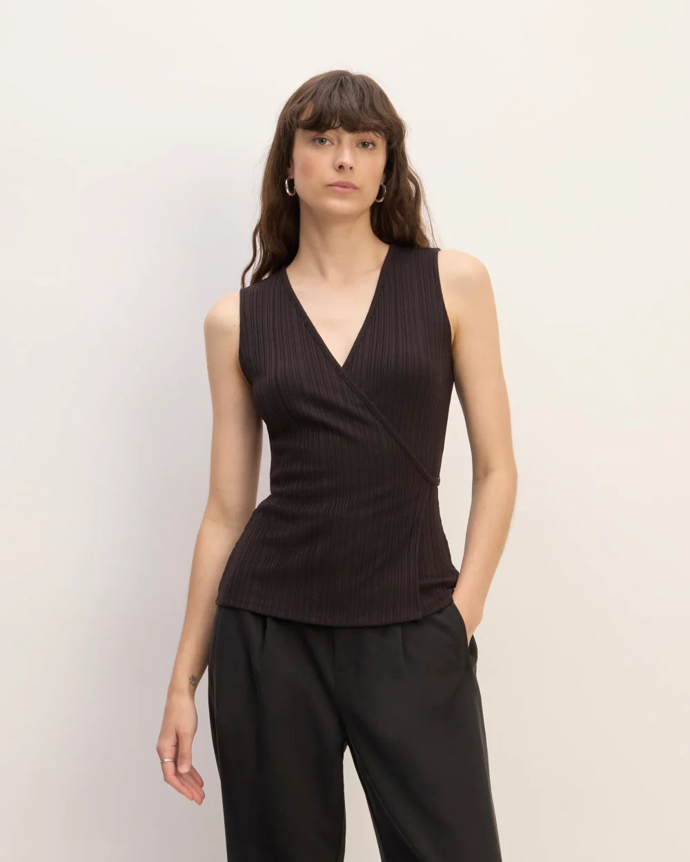 The Rib Wrap Top | Black