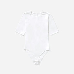 The Short-Sleeve Crew Neck Bodysuit | White | Bikini