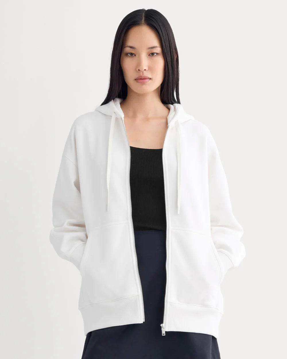 Luxe Fleece Oversized Full-Zip Hoodie | Bone