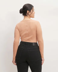 The Luxe Rib Long-Sleeve Scoop-Neck Tee | Blush Pink