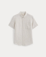 The Classic Short-Sleeve Shirt in Linen | Bone Plaid