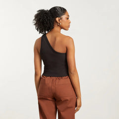 The Ribbed One-Shoulder Tank | Black