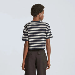 The Organic Cotton Cropped Tee | Navy / Tan