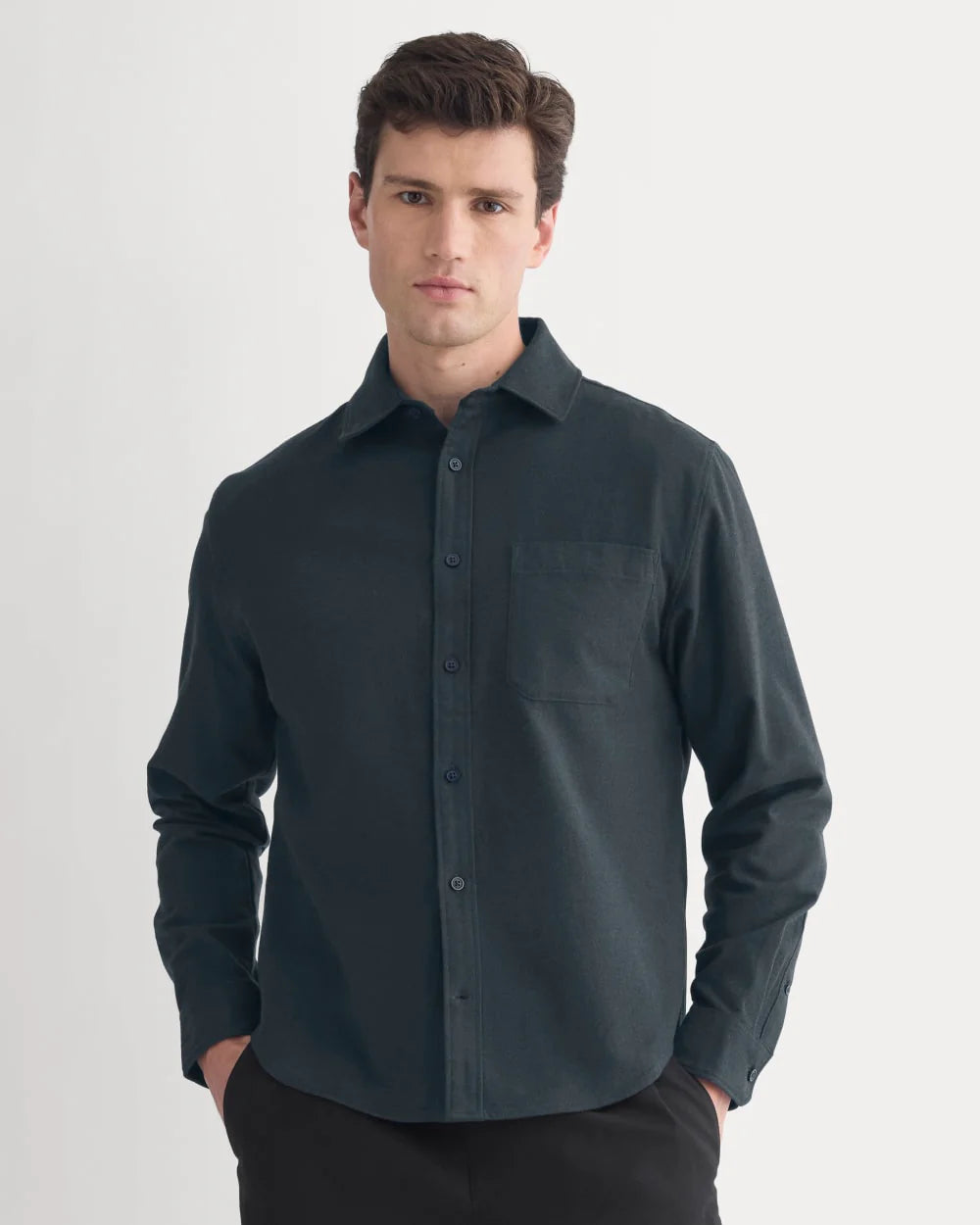 Brushed Flannel Shirt | Heathered Navy