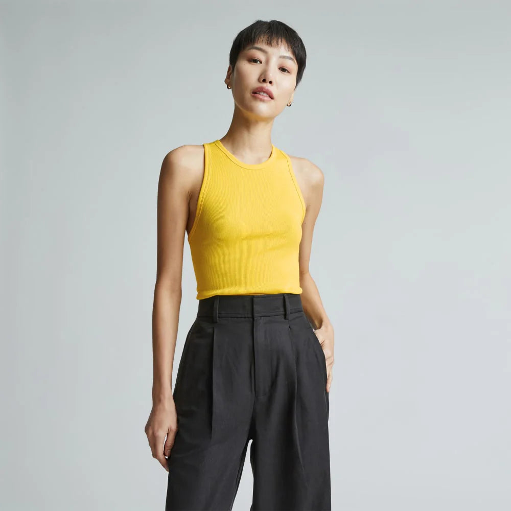 The Luxe Rib Racerback Tank | High Visibility Yellow