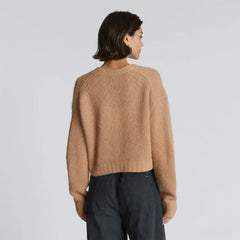 The Alpaca V-Neck Cropped Cardigan | Warm Taupe