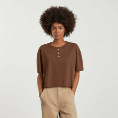 The Vintage Henley Hemp Tee | Espresso