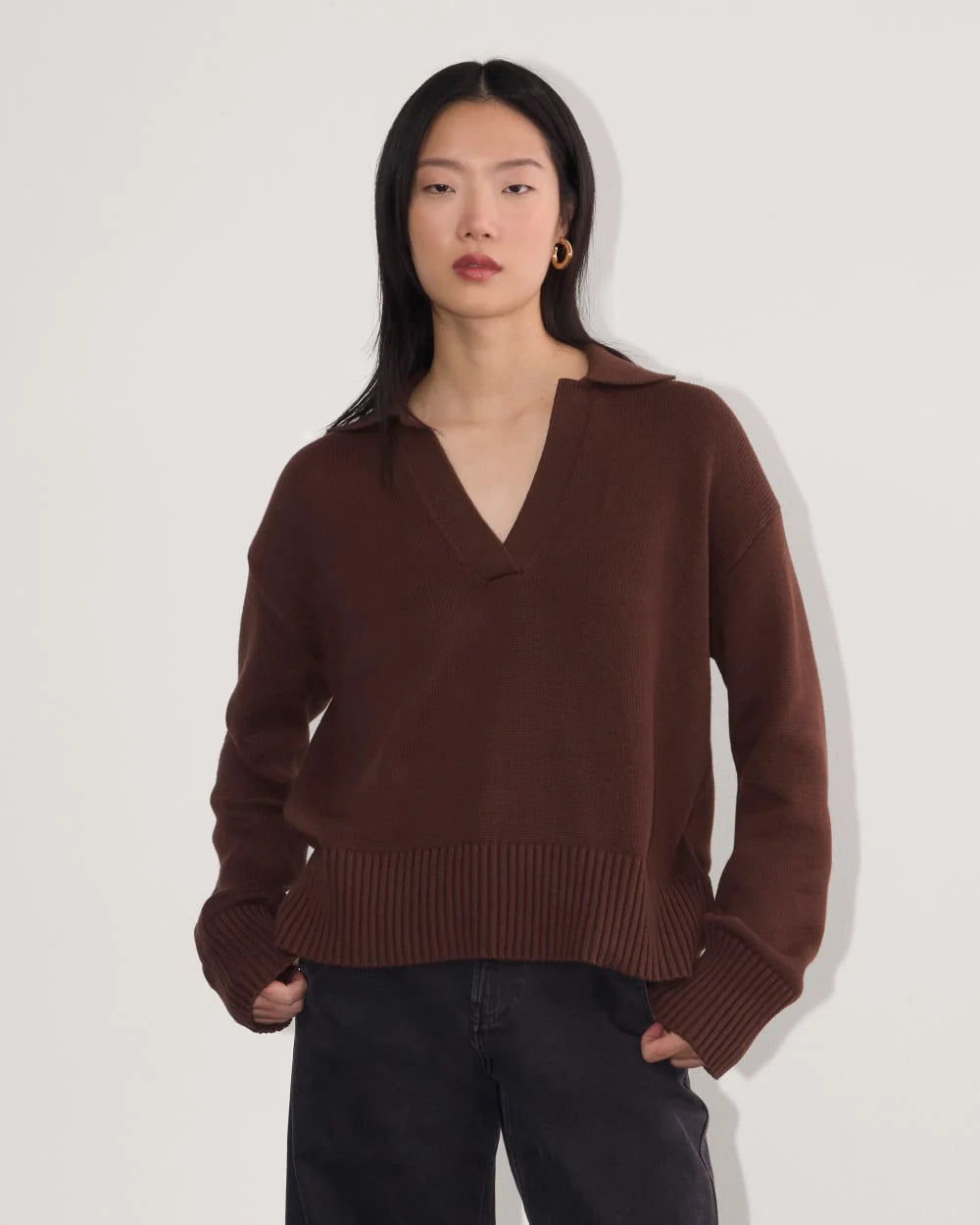 The Boxy Polo in Everyday Cotton | Dark Mahogany