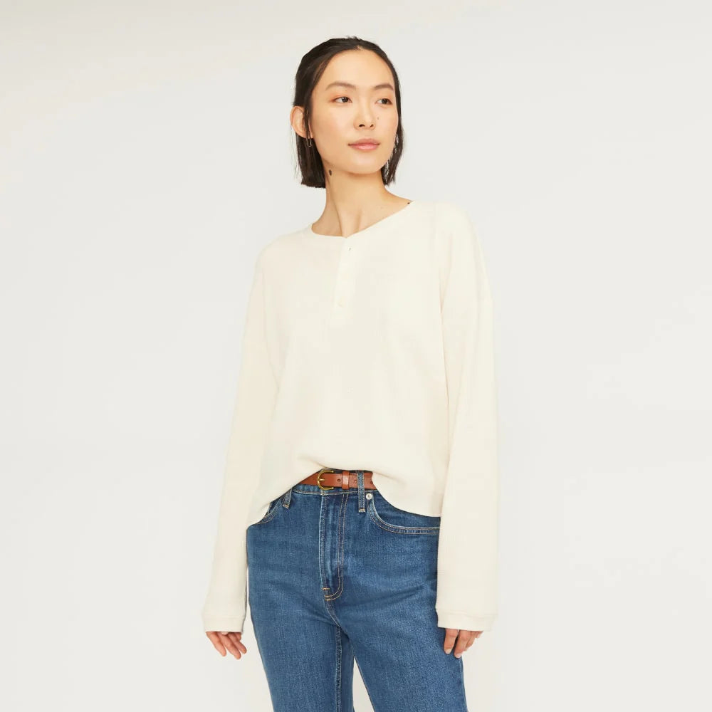 The Organic Cotton Waffle Henley | Bone