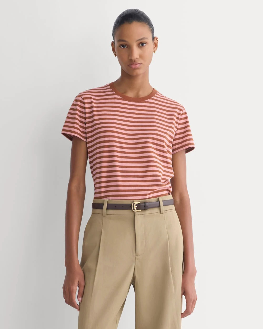 The Box-Cut Tee in Essential Cotton | Toffee/Pink | No Pocket