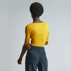 The Luxe Micro-Rib Scoop-Neck Tee | High Visibility Yellow