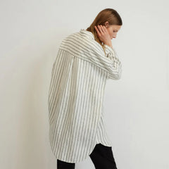 The Way-Long Linen Shirt | Black / Canvas Tan