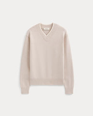 Relaxed V-Neck Sweater in Everyday Cotton | Heathered Oat