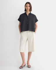 Scalloped-Collar Square Shirt | Black