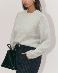 The Cocoon Crew in Wool Cashmere | Light Heather Grey