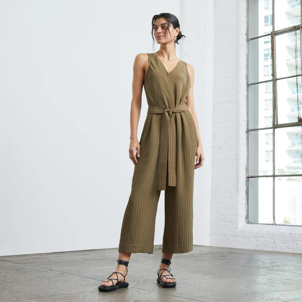 The City Stripe Draped Jumpsuit | Beech