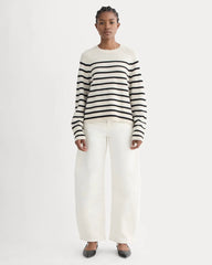 The Boxy Crew in Cashmere | Bone / Black